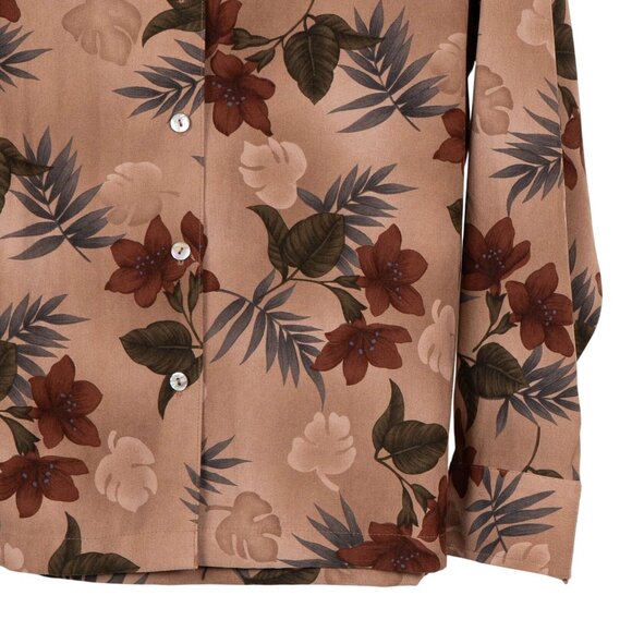 Havana Jacks Cafe Floral Button Up Shirt PXL Womens Beige Tropical Floral Napped - Picture 3 of 5